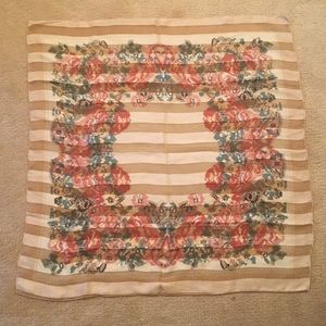Floral and Stripe Semi Sheer Scarf
